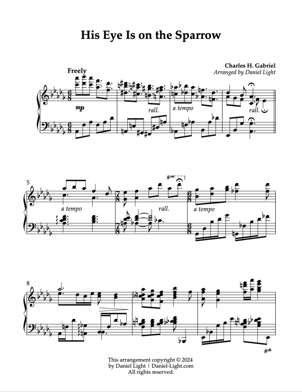 His Eye Is on the Sparrow (Piano Solo) - Image 2