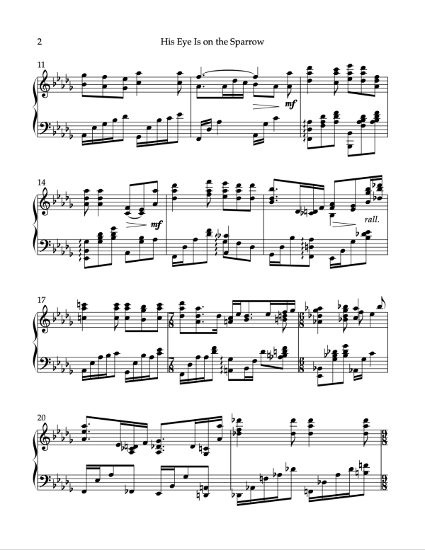 His Eye Is on the Sparrow (Piano Solo) - Image 3