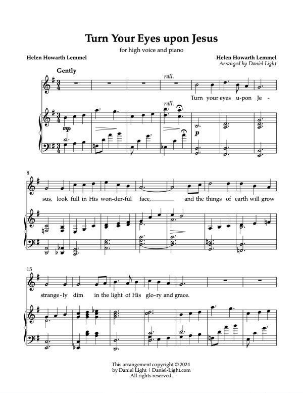Turn Your Eyes upon Jesus (High Voice & Piano) - Image 2