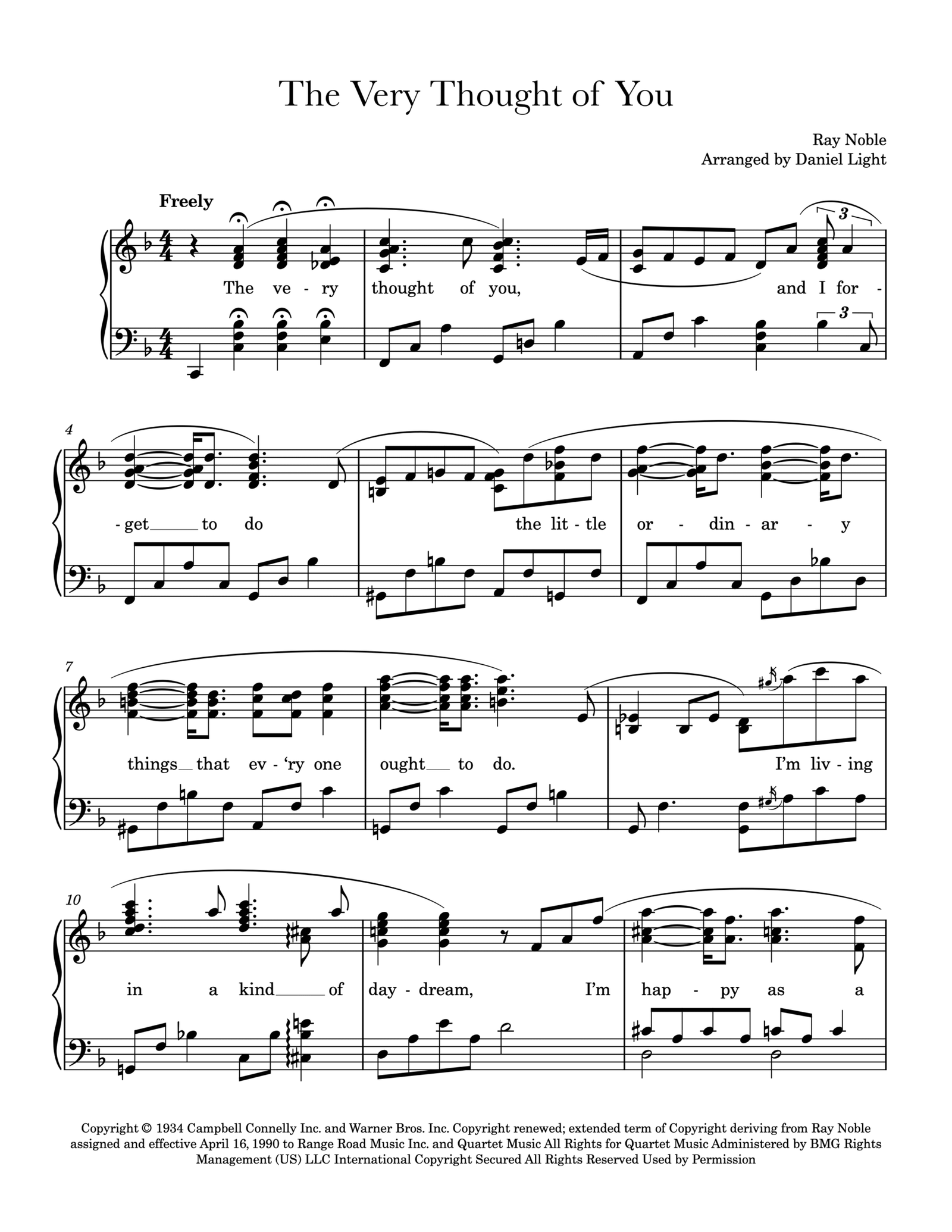 First page of music from "The Very Thought of You."